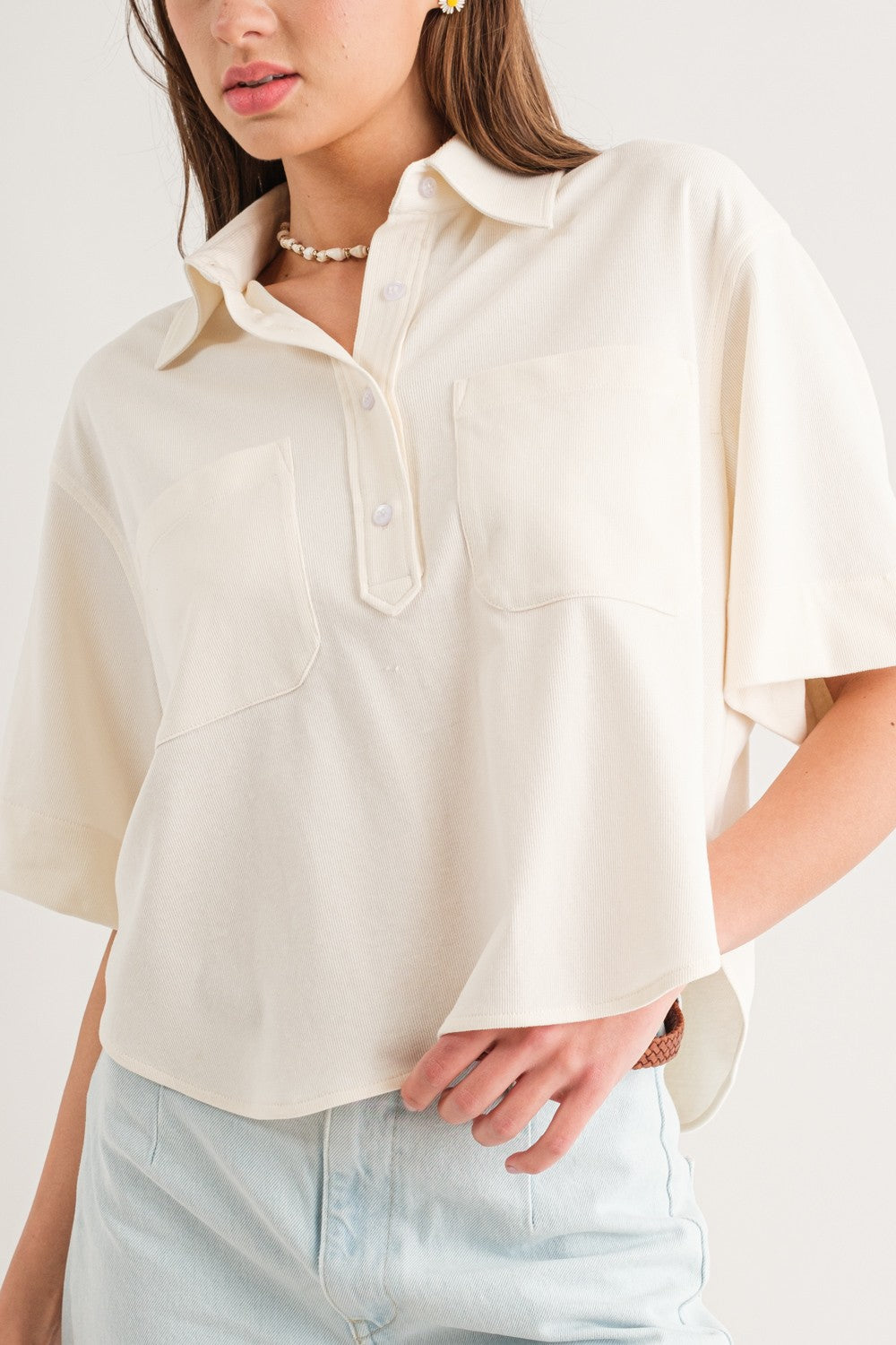 Modern Pocket Collared Knit Top