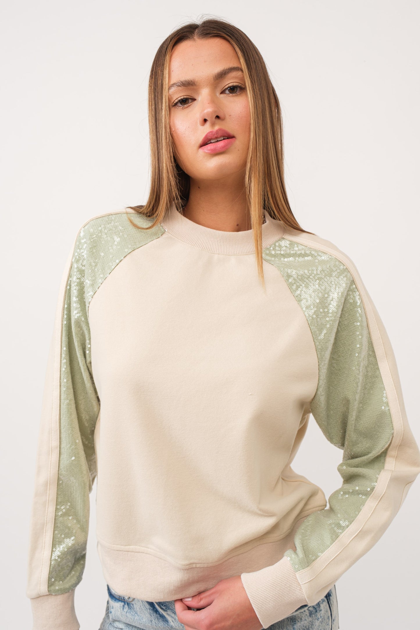 Sequin Luxe Terry Pullover