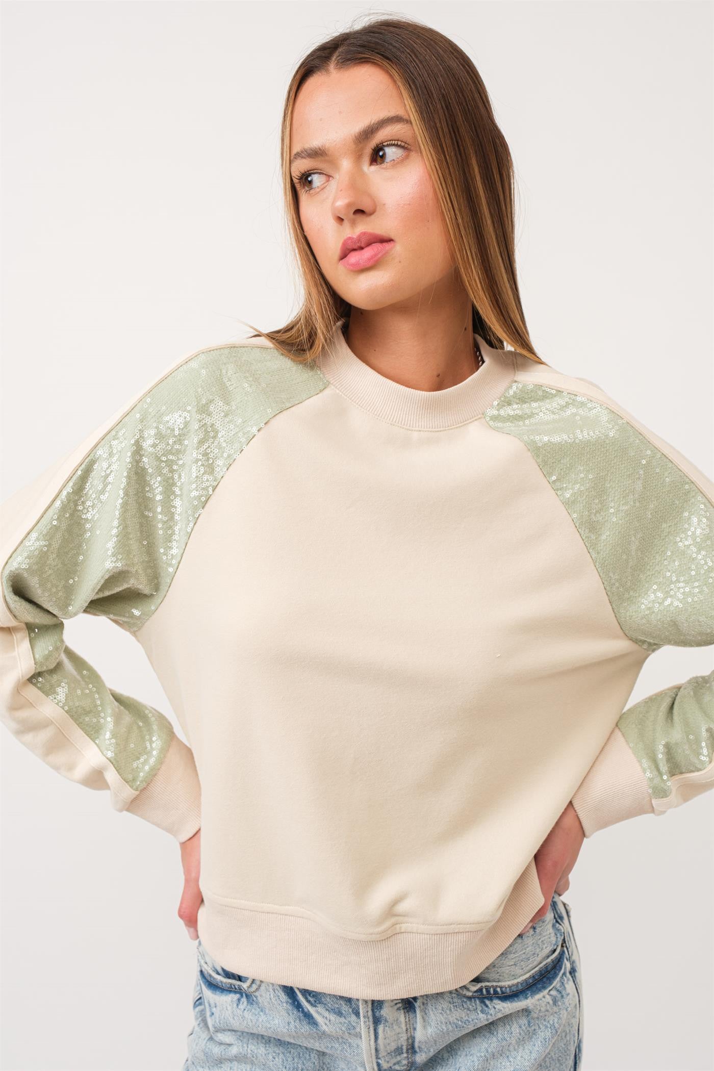 Sequin Luxe Terry Pullover