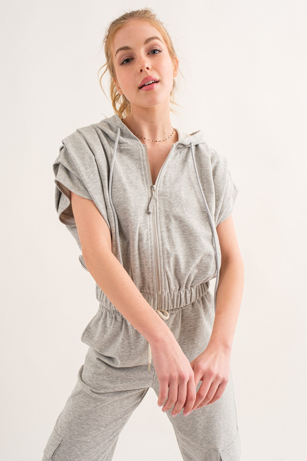 Shoulder Pleated Hoodie